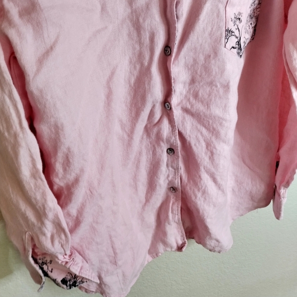 Tasha Polizzi for saddleblanket pink linen button down shirt Sz Xl - Picture 3 of 8